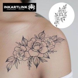 INKARTLINK 2 Pcs Tattoo Stickers for 2 Weeks Waterproof Jagua Tattoo Stickers Semi Permanent Tattoo Stickers Cute Women Collarbone Flower Graduation