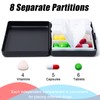 Simple Square Metal Portable Pill Box with 8 Compartments (Black)