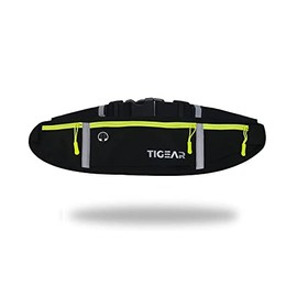 TIGEAR Adjustable Running Belt, Waist Bag with Reflective Elastic Strap, Water Resistant Bum Bag for Gym Training, Fanny Pack with Phone Pouch for Hiking, Cycling & Travelling - Yellow
