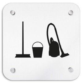 Türschilder24 Aluminium Wall Sign 200 x 200 mm • Housekeeping / Cleaning Products / Cleaning Room • Safety Sign - Door Sign Made of 1.5 mm Thick Aluminium • Includes Mounting Material + Wall Mounting