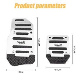 Adunsiaoto 3 Pieces Car Brake Foot Pedals Pad Kit, Car Pedal Cover Fuel Accelerator Brake Pedal Pads Kit, Universal Non-Slip Automatic Gas Brake Foot Pedal Pad, Car Brakes Pedals(Silver)