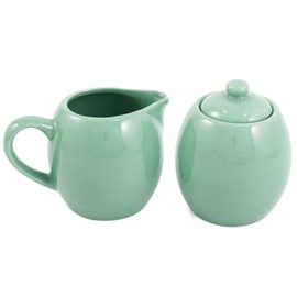 Seafoam Green Ceramic Creamer and Sugar Service Set with Lid