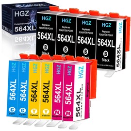 HGZ 564XL Compatible Ink Cartridges Replaccement for HP 564XL 564 XL Combo Pack Used for PhotoSmart 6520 5520 7520, DeskJet 3520 3522 Printer (4 Black, 2 Cyan, 2 Magenta, 2 Yellow, 10-Pack)