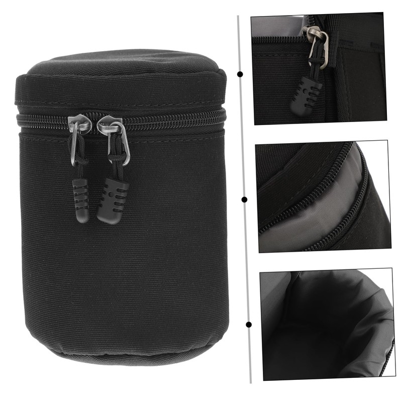 TEHAUX Camera Lens Pouch Durable PU Material Shockproof Protection for