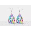 Twisted R Design Earrings, Elaina Paisley Wood Dangle Teardrop Print