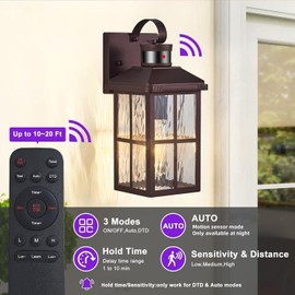 YJXGDIL Porch Lights Outdoor with Remote Control: Motion Sensor Exterior Lighting Fixtures Intelligent 4 Lighting Modes Outdoor Wall Lights Sconce Lights for House Patio Front Door Garage