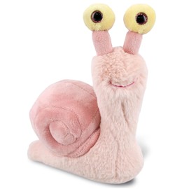 DolliBu Plush Snail Stuffed Animal - Soft Huggable Big Eyes Pink Snail, Adorable Playtime Land Snail Plush Toy, Cute Wild Life Cuddle Gifts for Kids and Adults - 5.5 Inches
