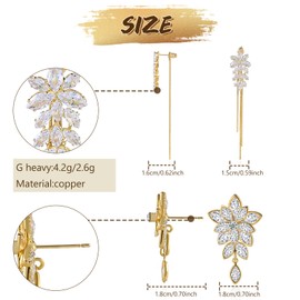 lijiayione 14K Gold Elegant Stud Marquise Cubic Zirconia Moissanite Dangle Diamond Wedding Bride Eearrings for Women Bridesmaid Rhinestone Big Pretty Earrings Set