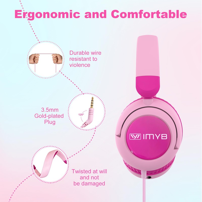 Kids Headphones for School, Wired HD Mic 3-15 Year for