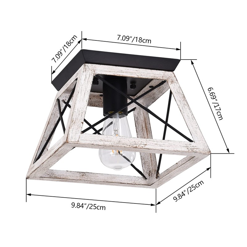 Luupyia Farmhouse Ceiling Light Fixture Semi Flush Mount, One-Light Square