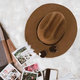 DRESHOW Fedora Hats for Women Men Unisex Fashionable Classic Wide Brim Women Fedora Hat Felt Panama Hat with Belt Buckle