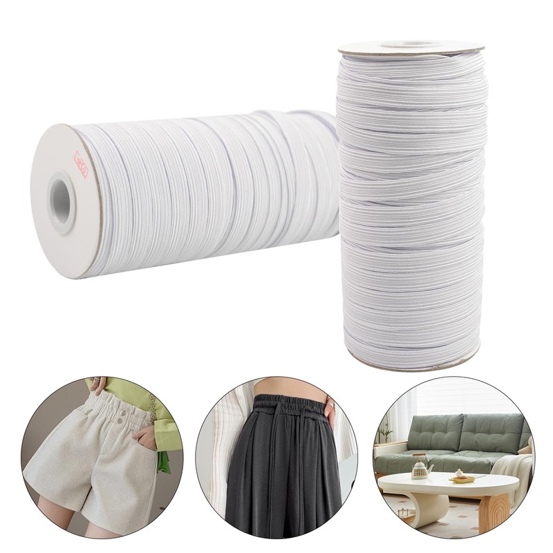 BOKFJBP Elastico da 9 mm, 50 m, colore bianco, 9
