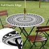 Outdoor Tablecloth with Umbrella Hole Waterproof Abstract Tribal Round Fitted