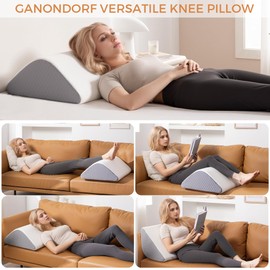 Knee Wedge Pillow 8'' for Post-Surgery Recovery - Leg Elevation Support for Sleep Position, Alleviating Lower Back & Hip Pain Enhancing Circulation in Ankles Legs Triangle Pillow with Removable Cover