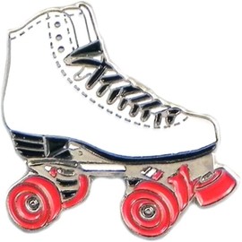 GBJUK Roller Skates White Enamel Pin Badge Metal One Size, Metal