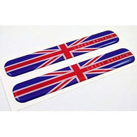 Great Britain England Flag Domed Decal Emblem Resin car Stickers 5"x 0.82" 2pc.