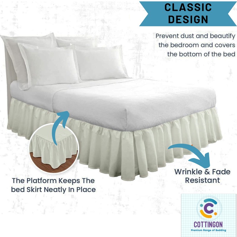 Ruffled Bed Skirt with Split Corners-Dust Ruffle - 14" Drop