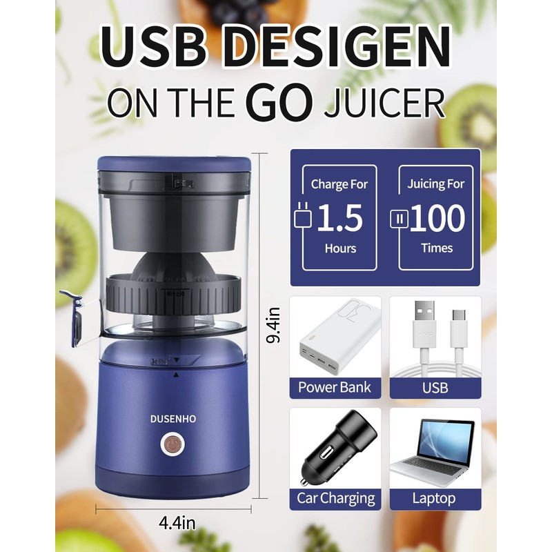 Citrus Juicer Machines Rechargeable - Portable Juicer with USB and