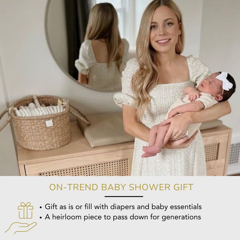 BEBE BASK Premium Baby Diaper Caddy Organizer - Artisan-Made Seagrass