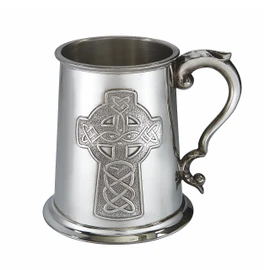 Wentworth Pewter Pewter Embossed Celtic Cross Tankard for Birthday, Father's Day, Wedding