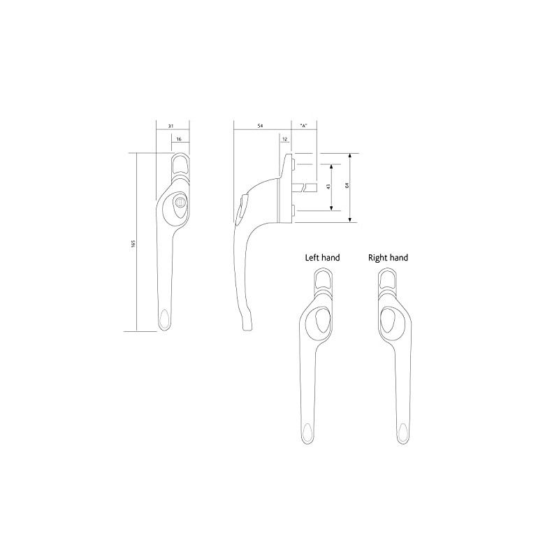 ERA Maxim Offset Locking Window Handle Left Hand Black |