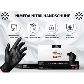 NIMEDA Nitrile Gloves XL Black Pack of 100 Latex Free Powder Free Disposable Gloves Black Nitrile Size XL
