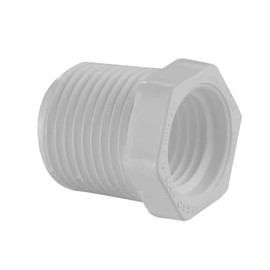 Lesso America 439 Series PVC Pipe Fitting - Reducing T.T. Bushing Flush Style - Schedule 40 (White) - 1×1/2" (MIPT x FIPT) / High-Flow Capacity/Plumbing, Irrigation, Pool, Spa (439-130)