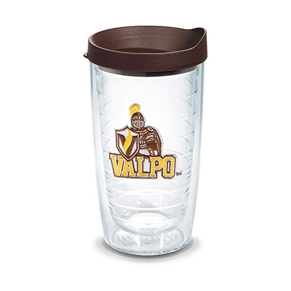 Tervis Valparaiso Crusaders Logo Tumbler with Emblem and Brown Lid 16oz, Clear