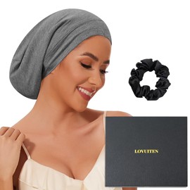 LOVUITEN 100% Mulberry Silk Bonnet for Sleeping Women Men, Real Silk Lined Sleep Cap with Adjustable Strap, Hair Wrap Slouchy Beanie for Curly Hair