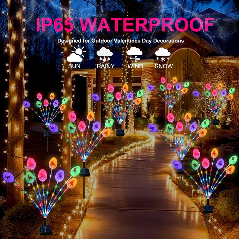 Lmtocs Solar Easter Decorations Outdoor Stake Lights, 2 Packs 16LED