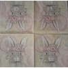 2 individual Paper BEVERAGE NAPKINS -BUNNY FLOWERS PINK CUTE