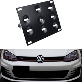 Dewhel Front Bumper Tow Hook License Plate Mount Bracket Holder Bolt On No-Drill Modification Tow Eye LP Holder Compatible with Volkswagen MK7 VII Golf GTI 2015-Up