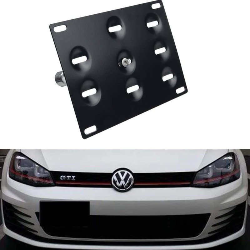 Dewhel Front Bumper Tow Hook License Plate Mount Bracket Holder