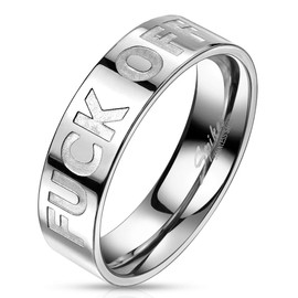 Bungsa Unisex Ring Off Silver 316L Stainless Steel, Stainless Steel, No Gemstone