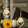 Heart Sunflower Jewelry 925 Sterling Silver Heart Sunflower Dangle Drop