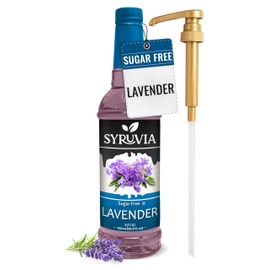 Syruvia Sugar Free Lavender Syrup With Syrup Pump Dispenser – Lavender Coffee Syrup Flavor, 25.4 fl oz, Kosher, Gluten Free, Perfect for Coffee, Drinks, Soda, Desserts, and More