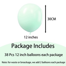 Balloons Pastel Green 12 Inches, Pack of 36 Macaron Green Balloons Helium Balloons, Light Green Latex Balloons, Party Balloons for Birthday, Wedding, Gender Reveal, Bridal Shower, Baby Shower