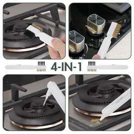 Ouligay Kitchen Scrub Brush with Stiff Bristles & Cooktop Scraper Deep Gas Stove Brass Wire Brushes 2pcs Stove Cleaning Brush for Range Hood Grease Grime