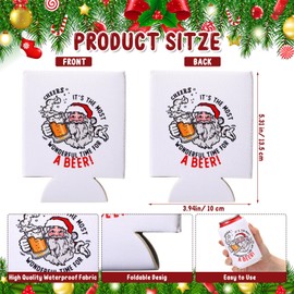 Sieral 2 Pcs Christmas Beer Can Cooler Husband Gift Stocking Stuffer Party Favor Santa Beer Can Cooler Xmas Can Sleeves Christmas Can Coolers Stocking Stuffers for Men Adult