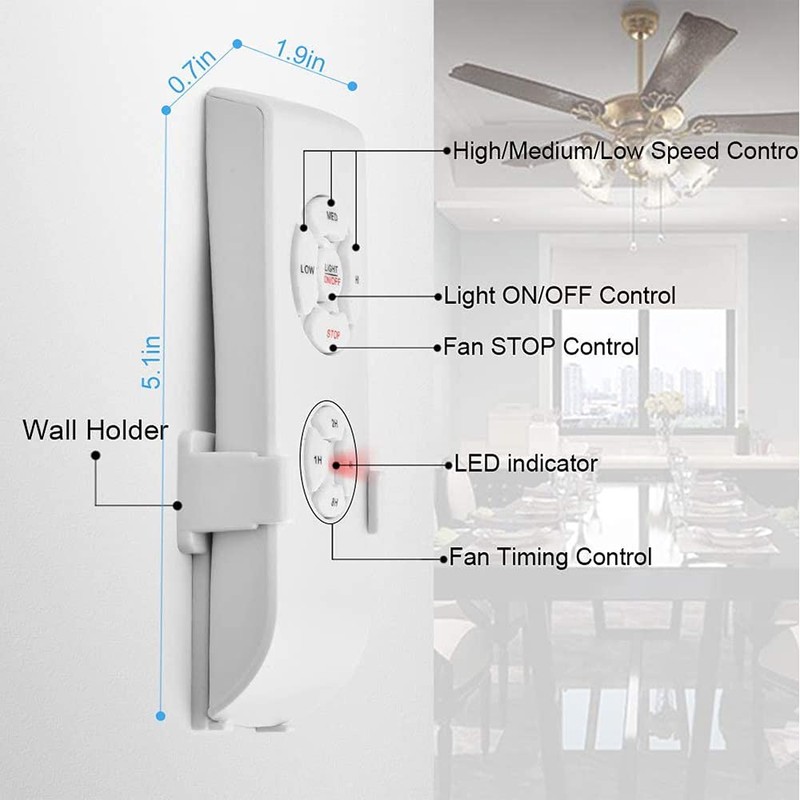 2 Pack Universal Ceiling Fan Remote Control Kit - 3-in-1
