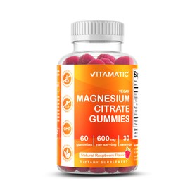 Vitamatic Gomas de Magnesio 600 mg por porcin  60 unidades veganas para apoyo en la relajacin, los msculos, los huesos y la energa                    