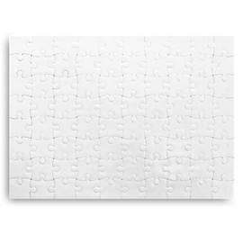 White Blank Puzzle Design and Paint Yourself - Blank Puzzle with 63 Pieces, 18 x 13 cm - Shiny Surface with Glitter Particles