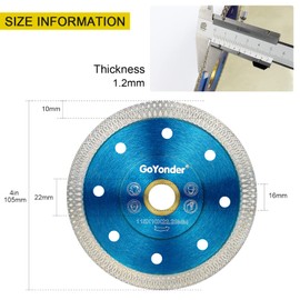 GoYonder 10pcs 4" Grinder Blades Tile Blade, Diamond Saw Blade for Cutting Porcelain Tiles Granite, 115mm Tile Cutting Blade for Angle Grinder