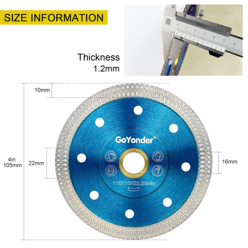 GoYonder 10pcs 4" Grinder Blades Tile Blade, Diamond Saw Blade