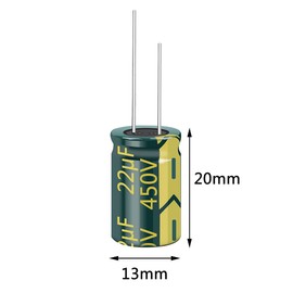 PENGLIN 10pcs Electrolytic Capacitors Aluminum Electrolytic Capacitors 450V 22UF 105℃ 13x20mm High Frequency Low Resistance Long Life (450V 22μF)
