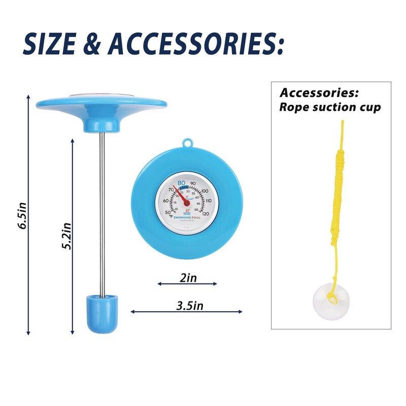 Floating Pool Thermometer Easy Read - No Battery Needed, IPX6