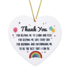 Teacher Appreciation Gift Christmas Ornament for Teachers Keepsake Retirement Birthday Thank You Gifts from Students Teacher Heart Shaped Hanging New Year Ornaments for Home Tree Decorations