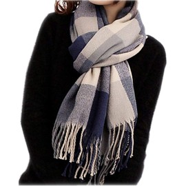 Mocasor Plaid Blanket Scarves for Women, Ladies Fashion Winter Warm Tartan Oversized Long Checked Shawls and Wraps 200x60cm (7 Grey)