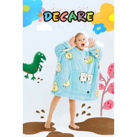 Decare USB Heated Blanket Battery Operated 10000mah Battery, Oversized Wearable Blanket Hoodie Battery Heated Blanket, Portable Heated Blanket for Kids, One Size Fits All Girls/Boys