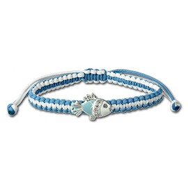 Teenie-Weenie SDA8001H SDA8001H Bracelet Blue White for Children Fish Silver Bracelet, Sterling Silver Sterling Silver Cord, Crystal